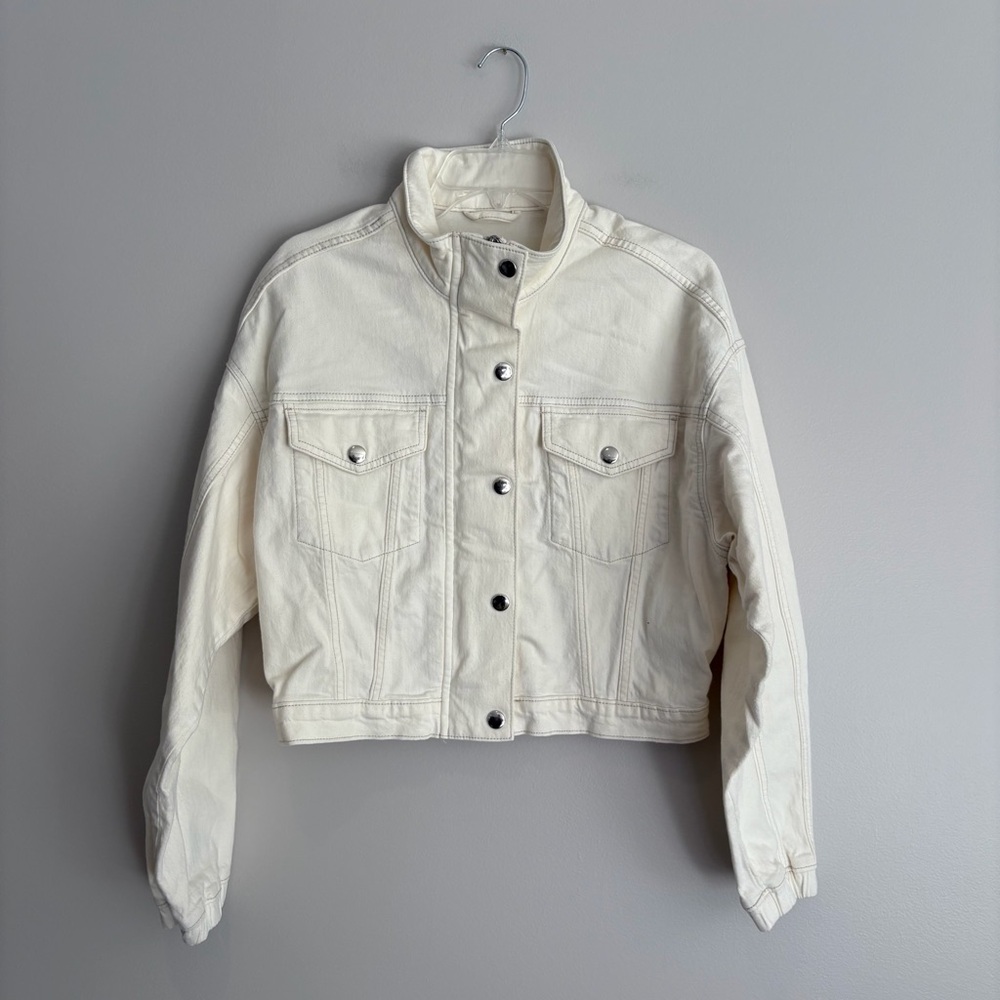 Abercrombie & Fitch Off-White Jacket Denim Zipper and Snap Jacket